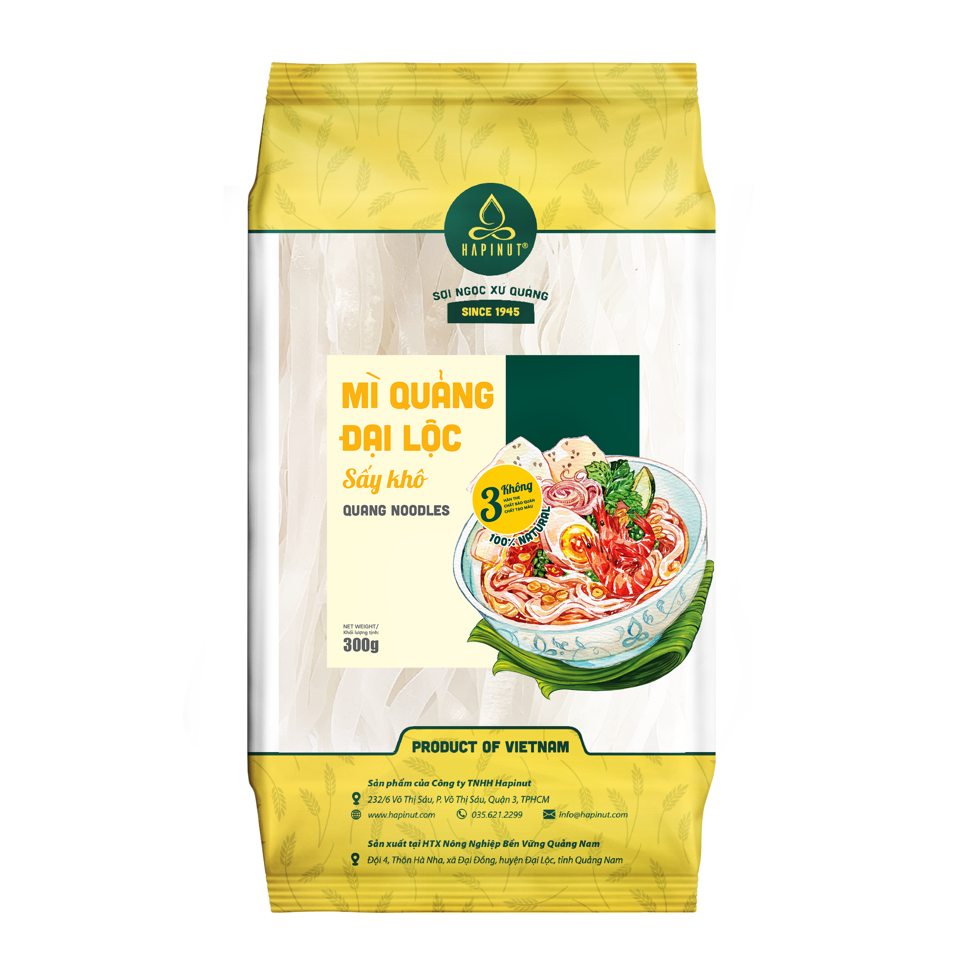 Mì Quảng Trắng Đại Lộc Sấy Khô HAPINUT 300g