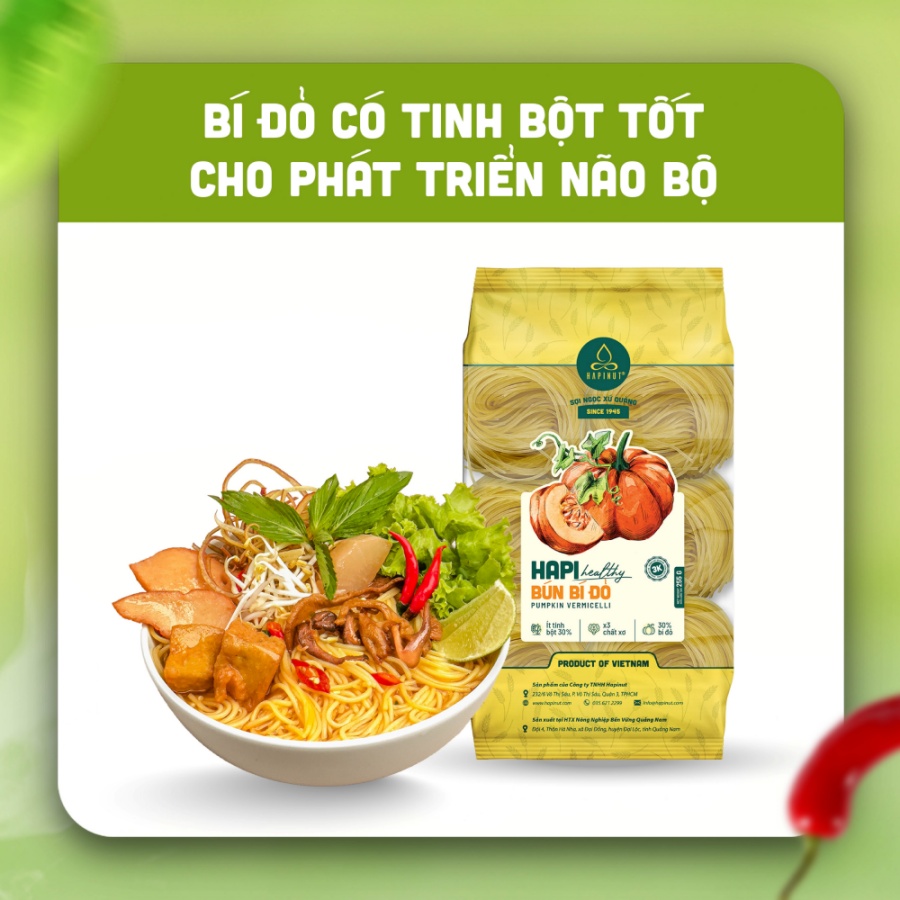 Bún bí đỏ HAPI - Ít tinh bột, 100% tự nhiên, bí đỏ tươi - Ảnh 2