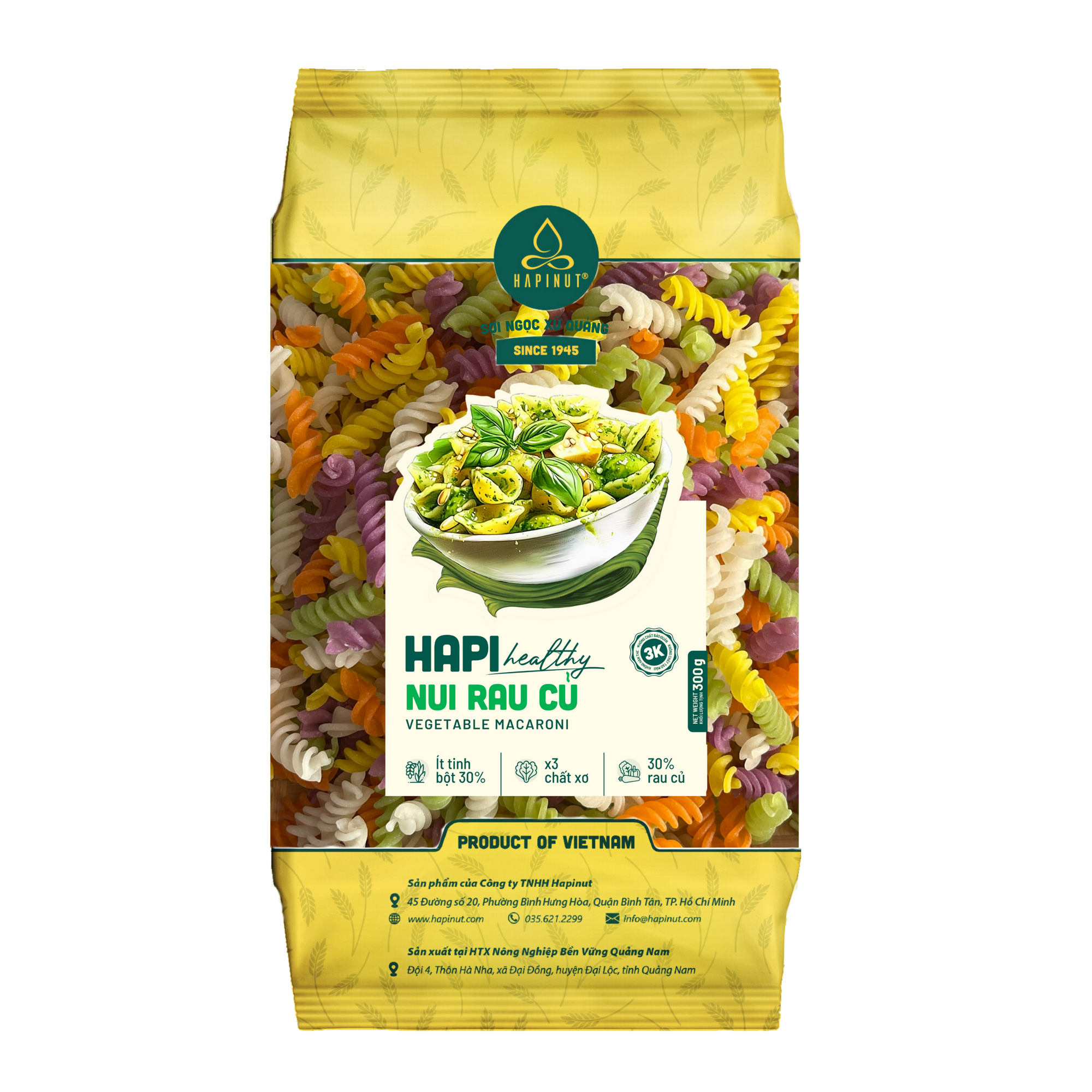 Nui rau củ HAPI xoắn 300g